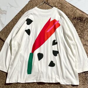 極美品 L相当◎IKKO TANAKA ISSEY MIYAKE Botanical Gardeen 田中一光 イッセイミヤケ コラボ ロンT 長袖カットソー 植物園 白 プリント 花
