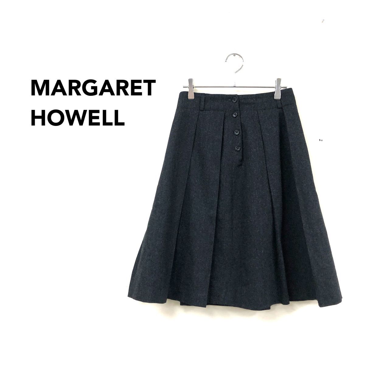 マーガレットハウエル ウール プリーツスカート ひざ丈　サイズI MARGARET HOWELL マーガレットハウエル *ウールバックプリーツ
