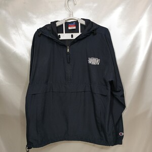 zaa-142♪USユーズド★チャンピオン製西フロリダ大学UWFヤッケ/プルオン/ナイロンジャケットネイビーUS-M(日本Mサイズ)
