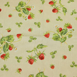 キャンバス生地 ストロベリー 苺 48×137 リトアニア 輸入生地 c プリント生地