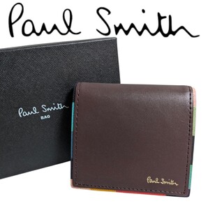 新品 Paul Smith ポールスミス コインケース ストライプ ポップ PSC511 ワイン メンズ 男性 紳士 新卒 父の日