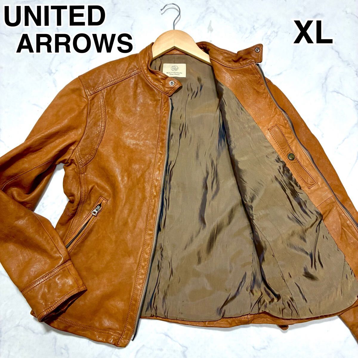 【美品】ユナイテッドアローズ シングルライダース ジャケット ラムレザー 羊革 UNITED ARROWS - ユナイテッドアローズ 山羊革 レザー シングル