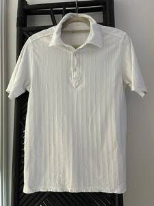 送料無料 GAP ギャップ ポロシャツ サイズS M相当 半袖 白 ホワイト Wihte ワンオーナー ビジネス ストライプ ボーダー 美品