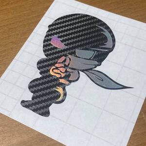 限定カラー ブラックカーボン×ホログラフィック系 忍者 イラスト カッティングステッカー カワサキ Ninja 乗り必見