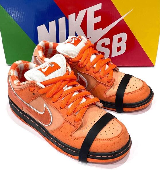 美品 NIKE ナイキ × コンセプツ SB DUNK LOW SP ダンク ロー オレンジロブスター FD8776-800 25.0cm スニーカー 箱付き 送料無料