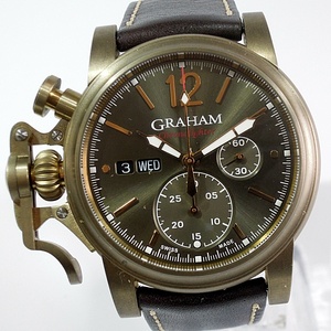 bronze GRAHAM Graham 2CVAK.G02A Chrono Fighter Vintage 44mm Cal.G1747 самозаводящиеся часы левый головка часов { быстрое решение * потребительский налог нет * включая доставку } коробка * гарантия