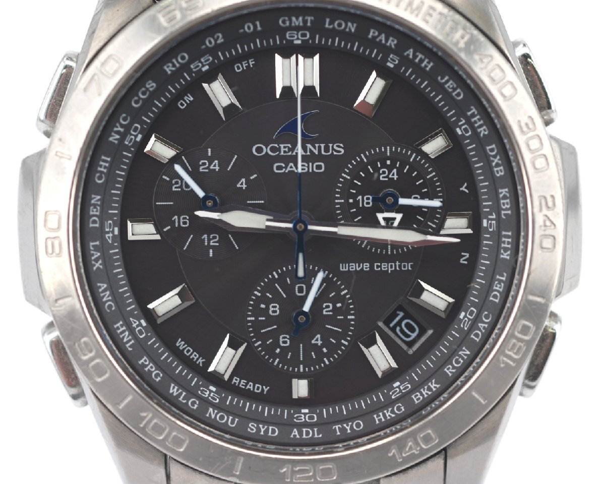 【レアカラー】オシアナス OCW-600 シルバー 動作良好 電波時計 腕時計 CASIO オシアナス OCW-600 ソーラー 電波腕時計