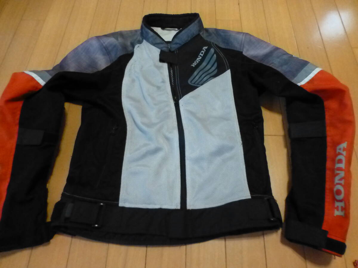 【中古美品】HONDA HRC バイク用メッシュジャケット 黒 赤 青 XL HONDA メッシュジャケット
