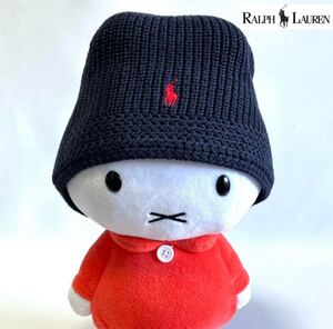 【新品】Polo Ralph Lauren ポロラルフローレン ベビー&キッズ 上品なミニポニーロゴ フリース付コットンニットキャップ ネイビーsize 46cm