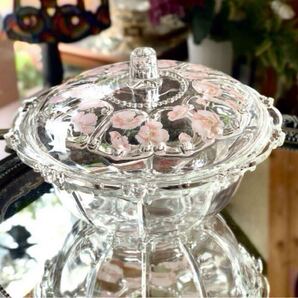 キャンディボックス ガラス製 花柄 小物入れ キャンディポット