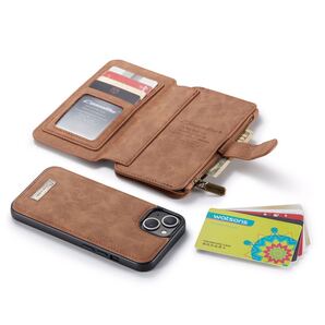 iPhone 13 レザーケース アイフォン13 ケース 手帳型 お財布付き カード収納 財布型 茶色