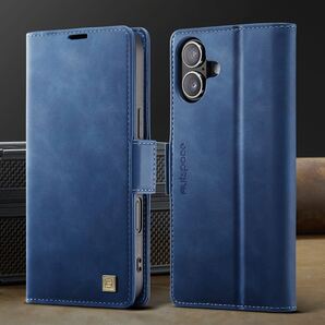 iPhone 17 レザーケース アイフォン17 ケース iPhone17 カバー 手帳型 カード収納 ブルー
