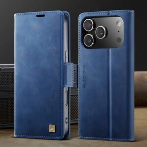 iPhone 17 pro レザーケース アイフォン17 プロ ケース iPhone17 pro カバー 手帳型 カード収納 ブルー