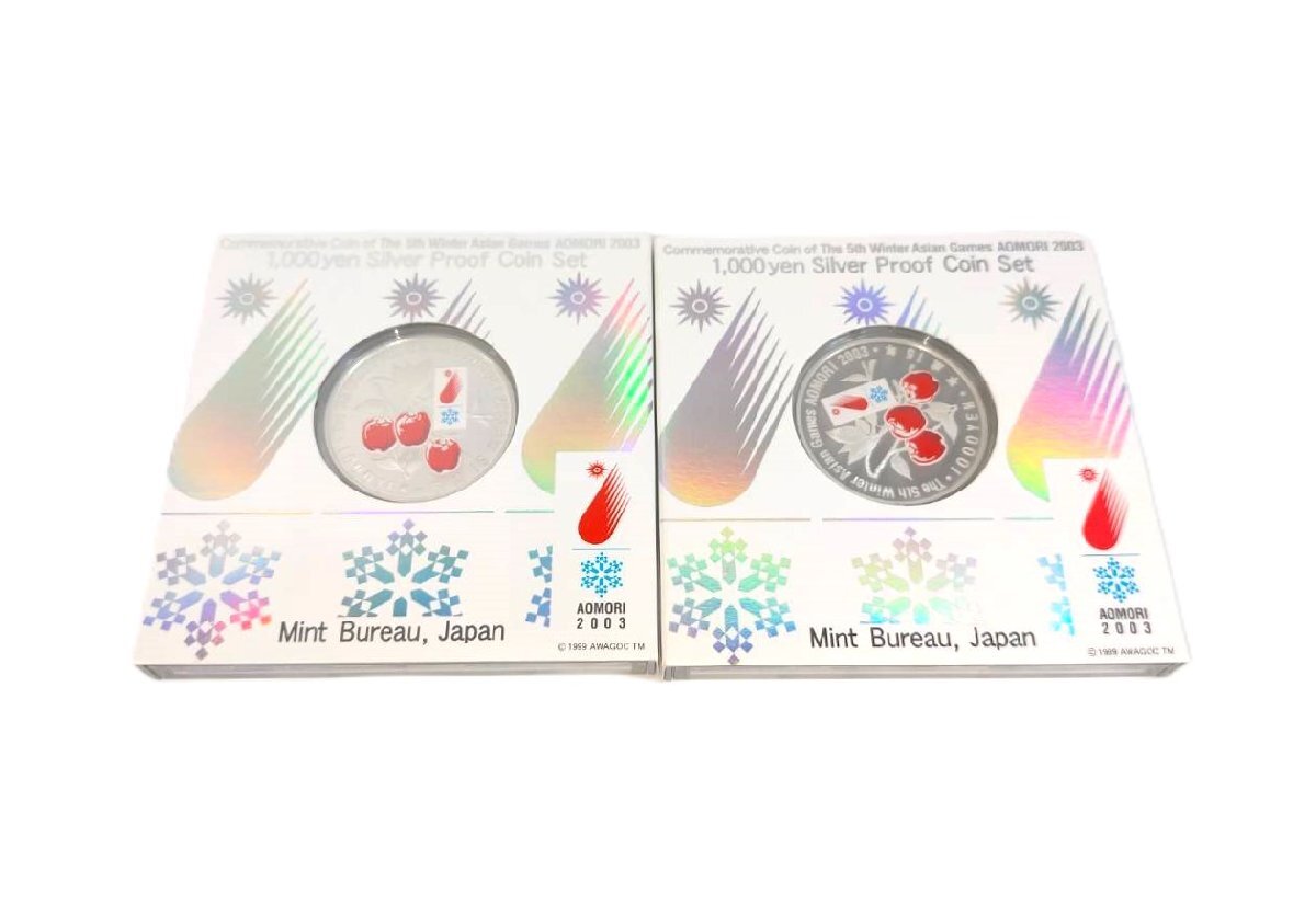 【4枚セット】第5回アジア冬季競技大会青森2003 千円銀貨幣プルーフ貨幣 ◇◇第5回 アジア冬季競技大会 青森2003年 千円銀貨幣