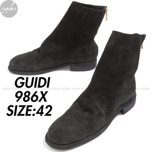 42 27cm новый товар GUIDI 986X BABY BUFFALO REVERSE кожа задний Zip ботинки черный giti чёрный baby Buffalo Rebirth замша