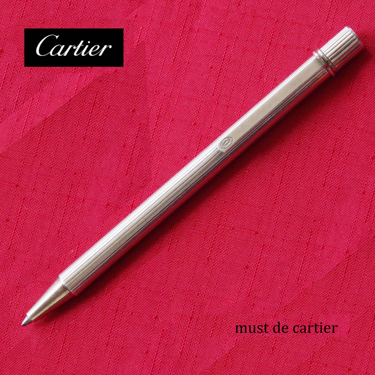 Cartierボールペン シルバー 赤ケース付き Cartierボールペン シルバー 赤ケース付き
