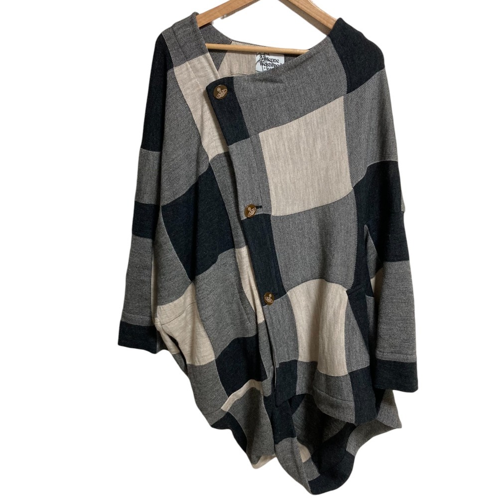 ヴィヴィアンウエストウッドマン ドルマン カーディガン グレー チェック ヴィヴィアンウエストウッドマン ドルマン カーディガン グレー