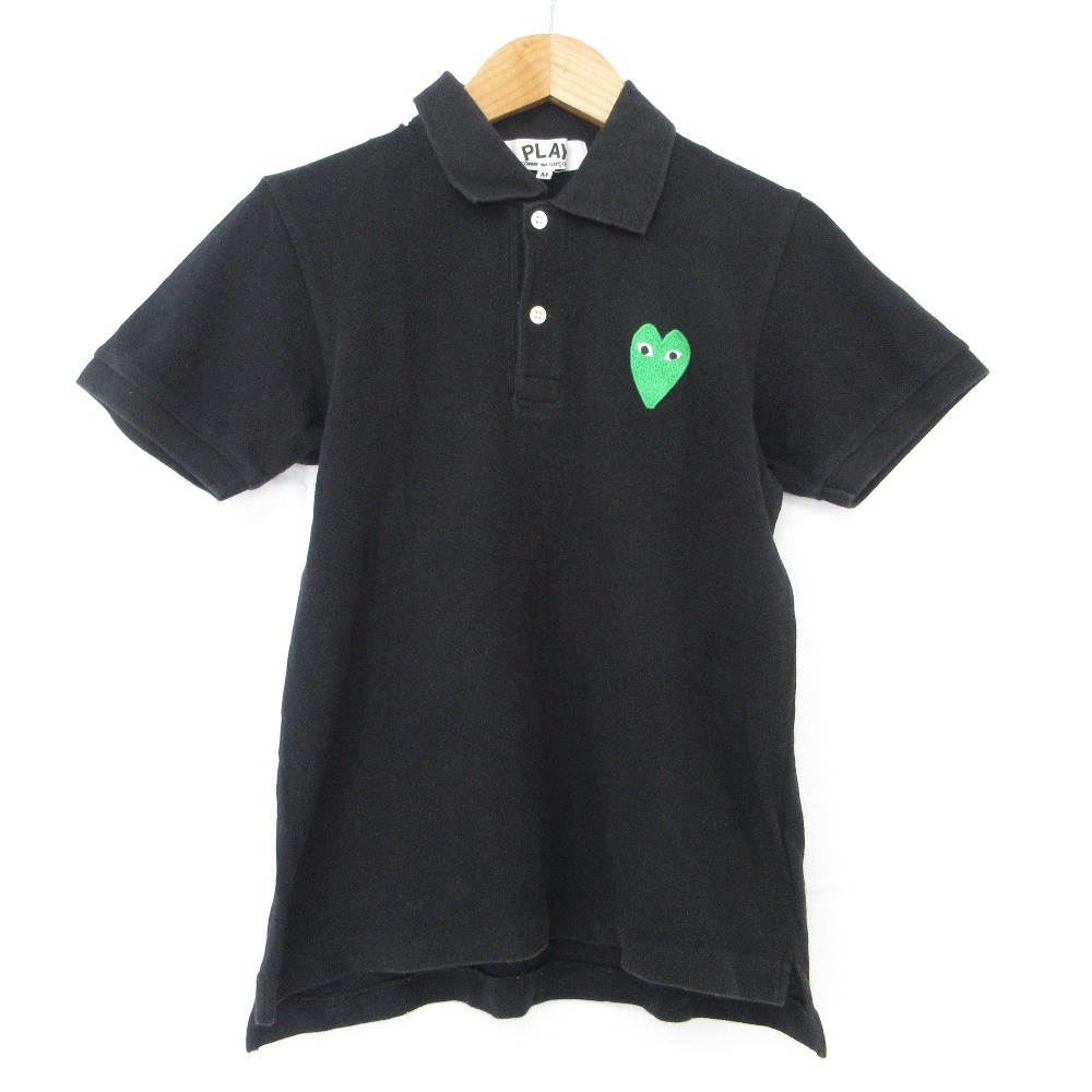 新品未使用 PLAY COMME des GARCONS　ポロシャツ XXL プレイ コムデギャルソン ポロシャツ 赤ハート-黒-ユニセックス