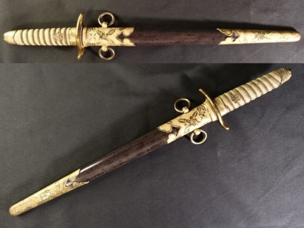 希少品　旧海軍 士官 短剣 鮫皮研ぎ出し 拵え　模造刀　当時物　金ベルト付 希少品 旧海軍 士官 短剣 鮫皮研ぎ出し 拵え 模造刀 当時物 2025年