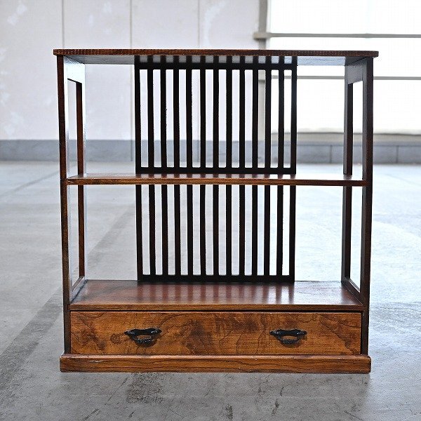 茶棚　飾り棚　国産桐　新品未使用 仕上げ直し完成品 飾り棚 唐木 紫檀 茶棚 台湾製品 7枚戸彫り