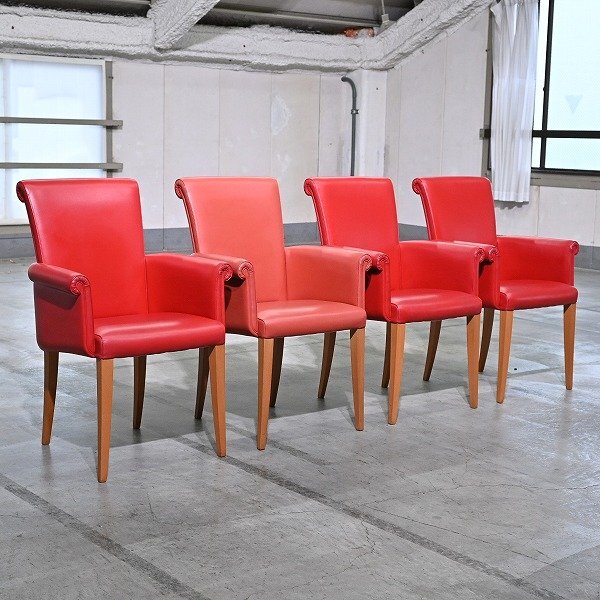 okamura★中古美品★オフィスチェア4脚セット♪レッド okamura☆中古美品☆オフィスチェア4脚セット♪レッド