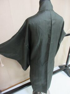 1円 中古 羽織 正絹 男性用 和装 和服 アンティーク 黒 紋なし 無地 単衣 身丈95cm 裄66cm【夢職】★
