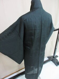1円 良品 羽織 正絹 男性用 和装 和服 アンティーク 黒 紋なし 無地 幾何学 単衣 身丈100cm 裄64cm【夢職】★