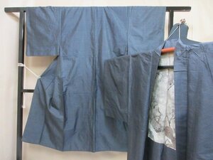 1円 良品 正絹 男性用 アンサンブル 着物 大島紬 正月 成人式 亀甲 抽象 幾何学 羽裏 高級 袷 身丈136cm 裄66cm【夢職】★