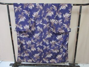 1円 中古 小紋 正絹 着物 縮緬 和装 和服 アンティーク 大正浪漫 葡萄 草 お洒落 高級 袷 身丈142cm 裄61cm【夢職】★