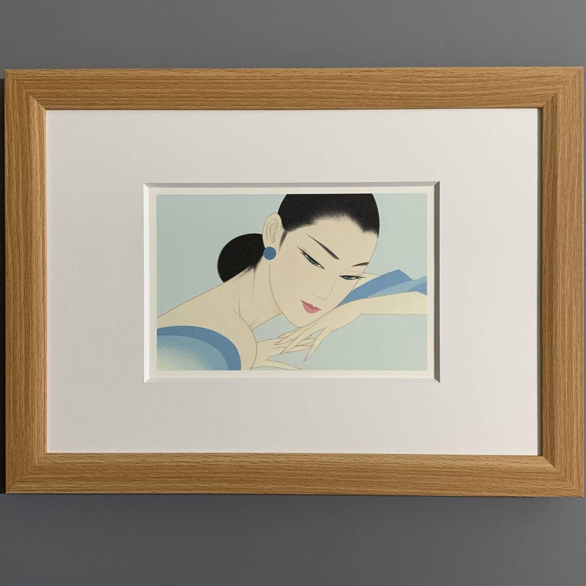 鶴田一郎 油彩画 F8号 肉筆/絵画/サイン有/額縁/額装 絵画 肉筆手描き 油彩鶴田一郎 「美人」サイン F6サイズ 額装済み