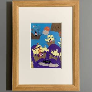 ■柳原良平■「大航海時代」/B5マット額装品/帆掛け船/船長/貴重イラスト/印刷物/インテリア G3641