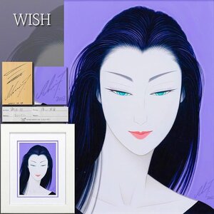 【真作】【WISH】 鶴田一郎「優しい黒髪」アクリル画 2003年作 証明シール ◆貴重オリジナル原画 美人名画 〇現代美人画巨匠 #25073618