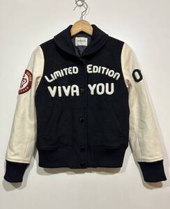 ★ LIMITED EDITION VIVAYOU VIVAYOU шерстяной стадионный джемпер со стеганым хлопковым патчем ворс S пронумерованный ребристый блузон черный черный