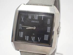 稼働品 1円~☆SEIKO セイコー 手巻き メンズ腕時計 2220-3171 黒文字盤 スクエア シルバーカラー アンティーク アナログ/角919-500