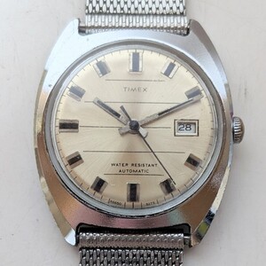 TIMEX AUTOMATIC タイメックス シルバーラウンド 自動巻き シルバー文字盤 デイト 稼働品