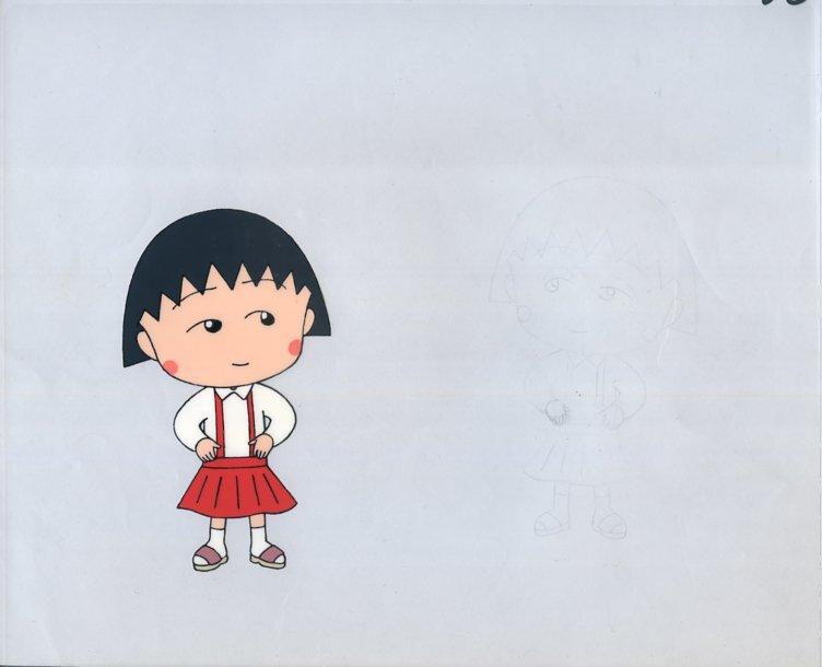 ちびまる子ちゃん　セル画　2枚セット e682- ちびまる子ちゃんセル画 2枚 まるちゃん お姉ちゃん