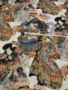 即決送料185円~鯉口シャツ★オリジナル くすみ生成り系 浮世絵 Lサイズ 大人 子供 オーダー可 (ダボシャツ)