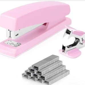 deli ホチキス ホッチキス デスクトップタイプ 25枚とじ ステープラー No.3-1M対応 針1000本&リムーバー付き 文房具 ピンク