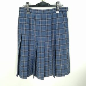 1円 スクールスカート 夏物 w69-丈61 チェック 中学 高校 プリーツ 学生服 制服 女子 中古 HK1888