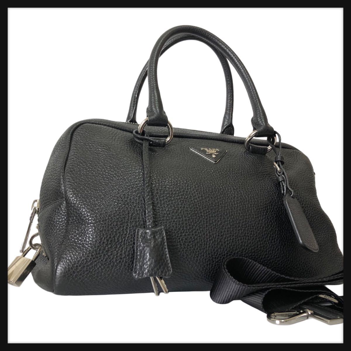 ⭐︎最終値下げ⭐︎PRADA ヴィッテロダイノ2WAYレバーバッグ ヴィッテロダイノレザー ショルダー バッグ ライトグレー[1BD159