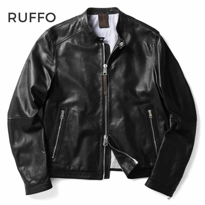【メンズ】RUFFO/ルッフォ ファー レザージャケット ライダース 42/SM メンズ】RUFFO/ルッフォ ファー レザージャケット ライダース 42