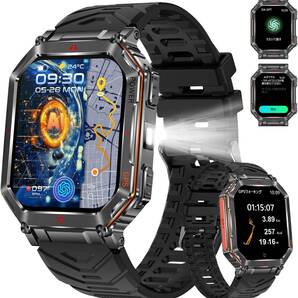 スマートウォッチ【2025年業界新登場 ChatGPT搭載 AI文字盤 GPS内蔵】高輝度懐中電灯 軍用規格 2.01インチ大画面