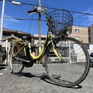 大阪引取可 新基準 ブリヂストン アシスタベーシック 26インチ 緑 グリーン 黄 イエロー (検索用 YAMAHA PAS natura ヤマハ パス ナチュラ