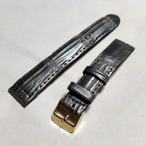 18㎜/本革クロコダイル■銀ラメ■金尾錠 /銀竹模様/ 14☆送込