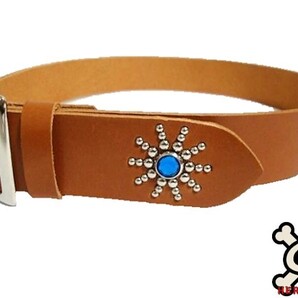 栃木レザー エンドオンリースタッズベルト キャメル(ブルースポッツ)40㎜幅 一枚革