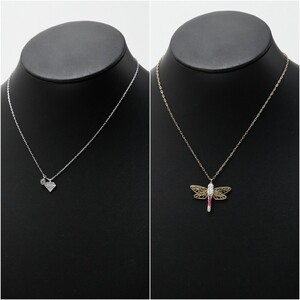 GS2614△2点セット SWAROVSKI スワロフスキー クリスタル パヴェ ダイヤモチーフ トンボモチーフ ネックレス シルバー/ゴールド系