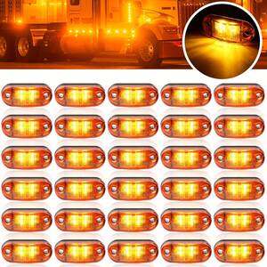 30個セット 車用 サイドライト マーカーライト 12-24V サイドマーカー 防水 4LED オレンジ イエロー ミニ 小型 明るい 6.5cm ライト t6925