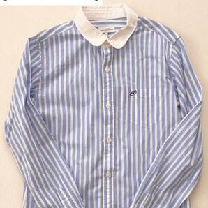 green label relaxing グリーンレーベルリラクシング ユナイテッドアローズ メガネ ワンポイント刺繍 ストライプ 長袖シャツ 150 ブルー