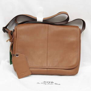 未使用 タグ付き JOYA ジョヤ 牛革 フラップ ショルダーバッグ J4721 キャメル パスケース付き レザー バッグ 保存袋 2506-N0029M(NT)