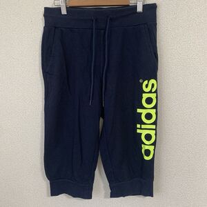 USED adidasNEO アディダスネオ スウェットハーフパンツ 7部丈 メンズMサイズ 紺系 パンツ スウェットパンツ